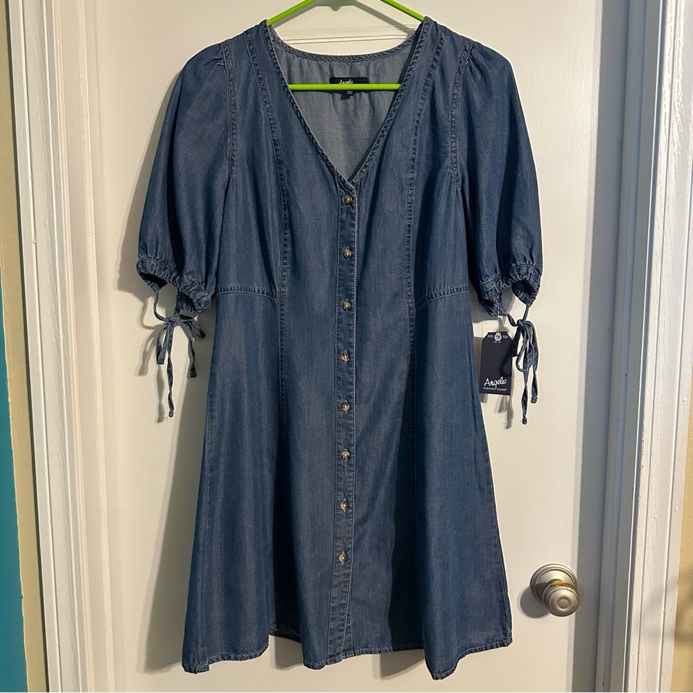 NWT Angels Blue Denim button down Dress size S